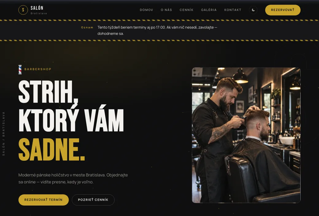 Ukážka stránky Barbershop